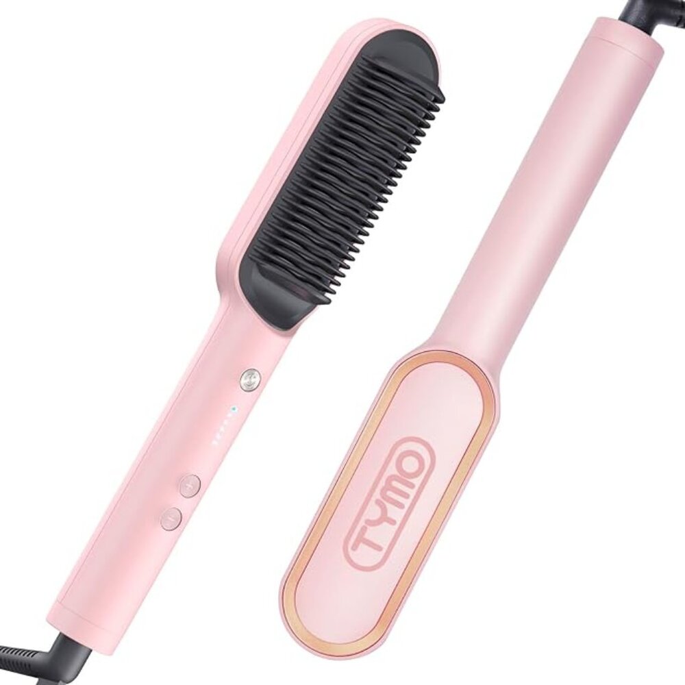 Tymo - Ring Hair Straightening Comb -- Sakura Pink - Iron with Built-in Comb